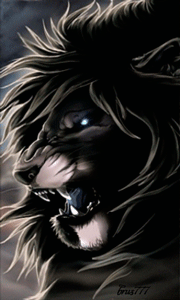 Gif animé lion yeux bleus